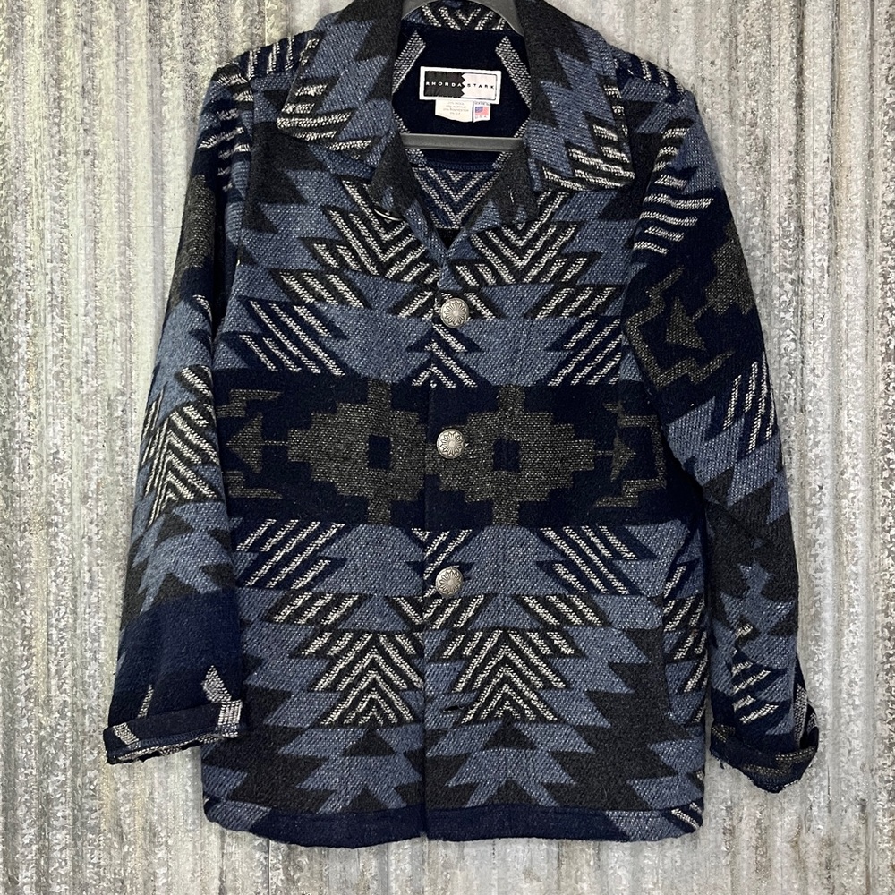Rhonda Stark Navy and Charcoal Geometric Jacket